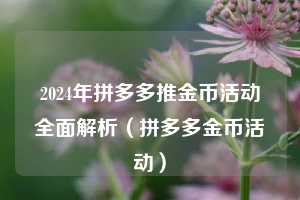 2024年拼多多推金币活动全面解析（拼多多金币活动）  第1张