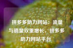  拼多多助力网站：流量与销量双重增长，拼多多助力网站平台 第1张