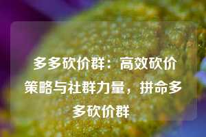  多多砍价群：高效砍价策略与社群力量，拼命多多砍价群 第1张