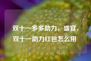 双十一多多助力，盛宴，双十一助力红包怎么用  第1张