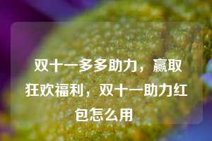  双十一多多助力，赢取狂欢福利，双十一助力红包怎么用 第1张