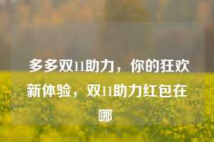  多多双11助力，你的狂欢新体验，双11助力红包在哪 第1张