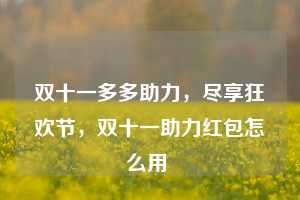 双十一多多助力，尽享狂欢节，双十一助力红包怎么用  第1张