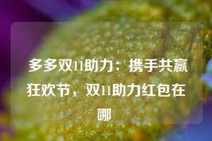  多多双11助力：携手共赢狂欢节，双11助力红包在哪 第1张