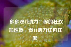  多多双11助力：你的狂欢加速器，双11助力红包在哪 第1张