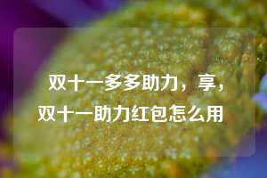  双十一多多助力，享，双十一助力红包怎么用 第1张