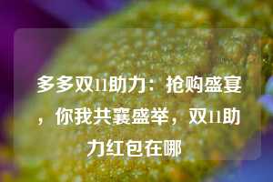  多多双11助力：抢购盛宴，你我共襄盛举，双11助力红包在哪 第1张