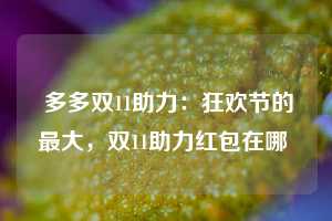  多多双11助力：狂欢节的最大，双11助力红包在哪 第1张