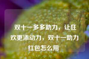  双十一多多助力，让狂欢更添动力，双十一助力红包怎么用 第1张