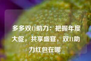  多多双11助力：把握年度大促，共享盛宴，双11助力红包在哪 第1张