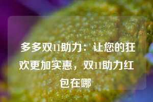  多多双11助力：让您的狂欢更加实惠，双11助力红包在哪 第1张