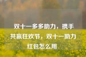  双十一多多助力，携手共赢狂欢节，双十一助力红包怎么用 第1张