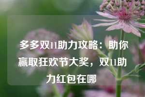  多多双11助力攻略：助你赢取狂欢节大奖，双11助力红包在哪 第1张