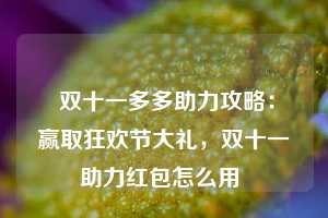  双十一多多助力攻略：赢取狂欢节大礼，双十一助力红包怎么用 第1张