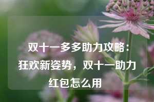  双十一多多助力攻略：狂欢新姿势，双十一助力红包怎么用 第1张