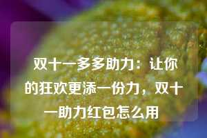  双十一多多助力：让你的狂欢更添一份力，双十一助力红包怎么用 第1张