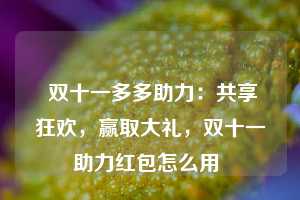  双十一多多助力：共享狂欢，赢取大礼，双十一助力红包怎么用 第1张