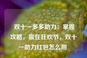  双十一多多助力：掌握攻略，赢在狂欢节，双十一助力红包怎么用 第1张