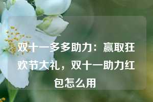 双十一多多助力：赢取狂欢节大礼，双十一助力红包怎么用  第1张