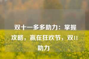  双十一多多助力：掌握攻略，赢在狂欢节，双11助力 第1张