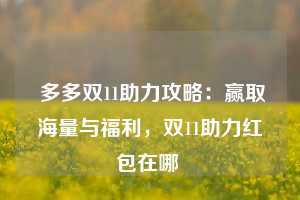  多多双11助力攻略：赢取海量与福利，双11助力红包在哪 第1张