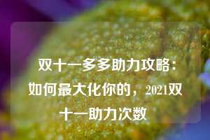  双十一多多助力攻略：如何最大化你的，2021双十一助力次数 第1张