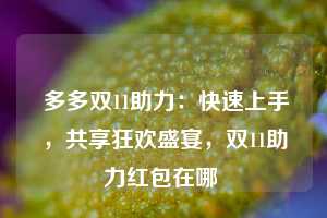  多多双11助力：快速上手，共享狂欢盛宴，双11助力红包在哪 第1张