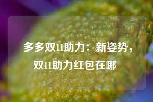  多多双11助力：新姿势，双11助力红包在哪 第1张