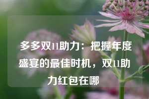  多多双11助力：把握年度盛宴的最佳时机，双11助力红包在哪 第1张